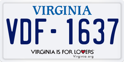 VA license plate VDF1637