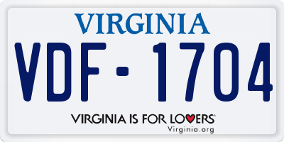 VA license plate VDF1704