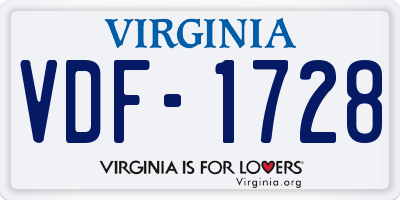 VA license plate VDF1728