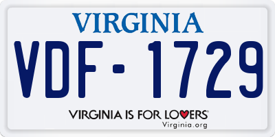 VA license plate VDF1729