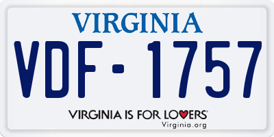 VA license plate VDF1757