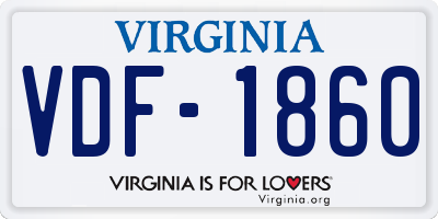 VA license plate VDF1860