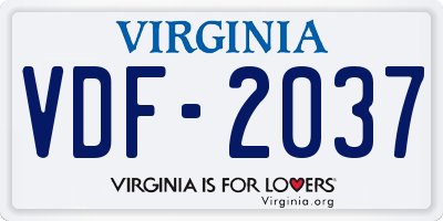 VA license plate VDF2037
