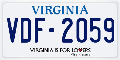 VA license plate VDF2059