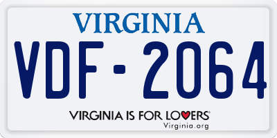 VA license plate VDF2064