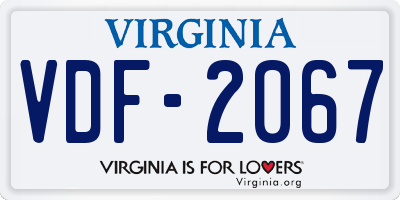 VA license plate VDF2067