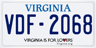 VA license plate VDF2068