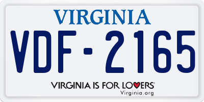 VA license plate VDF2165