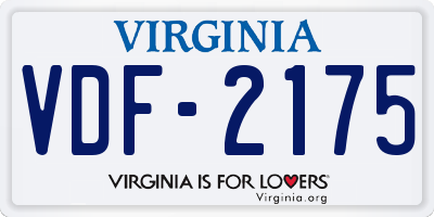 VA license plate VDF2175