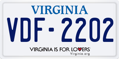 VA license plate VDF2202