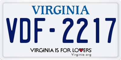 VA license plate VDF2217