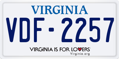 VA license plate VDF2257
