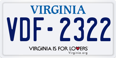 VA license plate VDF2322