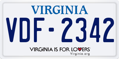 VA license plate VDF2342