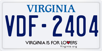 VA license plate VDF2404