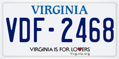 VA license plate VDF2468