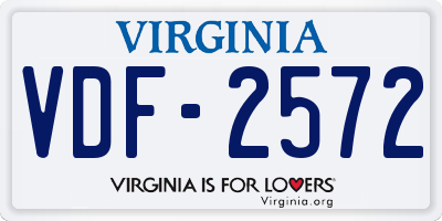 VA license plate VDF2572