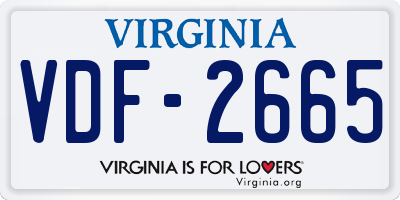 VA license plate VDF2665
