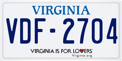 VA license plate VDF2704