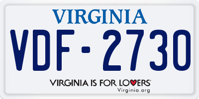 VA license plate VDF2730