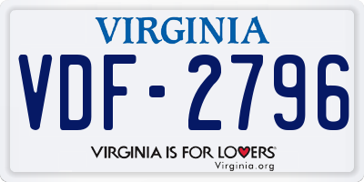 VA license plate VDF2796