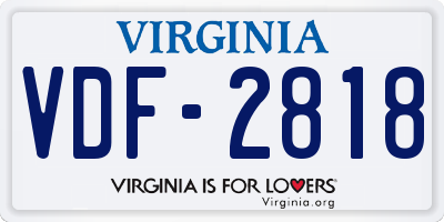 VA license plate VDF2818