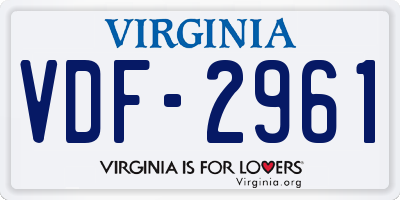 VA license plate VDF2961