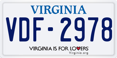 VA license plate VDF2978