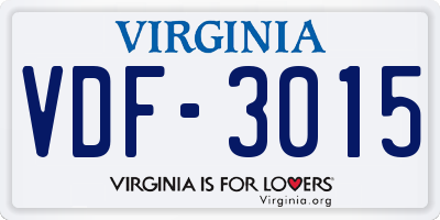 VA license plate VDF3015