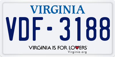 VA license plate VDF3188