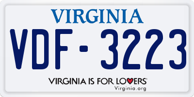 VA license plate VDF3223