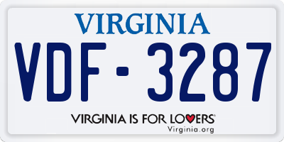 VA license plate VDF3287