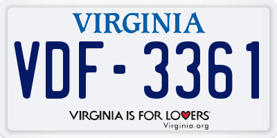 VA license plate VDF3361
