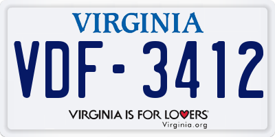 VA license plate VDF3412