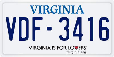 VA license plate VDF3416