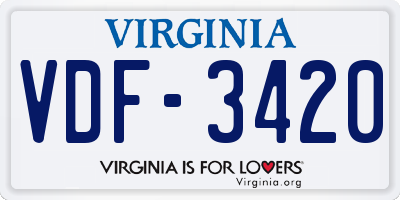 VA license plate VDF3420