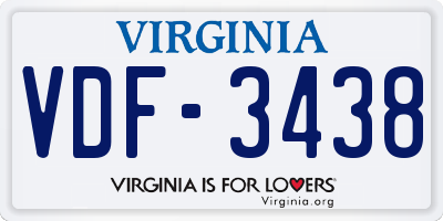 VA license plate VDF3438