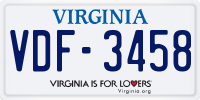 VA license plate VDF3458
