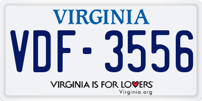 VA license plate VDF3556