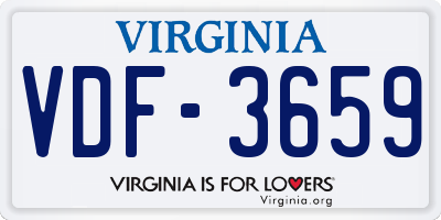 VA license plate VDF3659