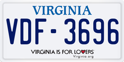 VA license plate VDF3696