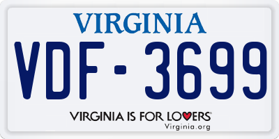 VA license plate VDF3699
