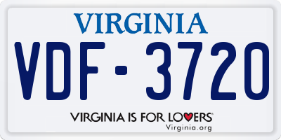 VA license plate VDF3720