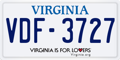 VA license plate VDF3727