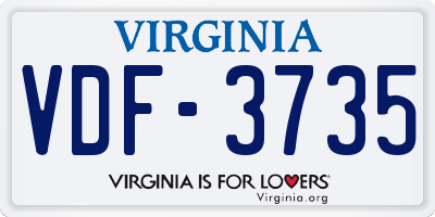 VA license plate VDF3735