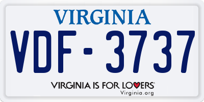 VA license plate VDF3737