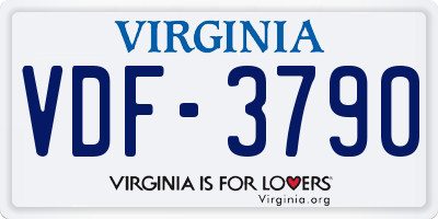 VA license plate VDF3790