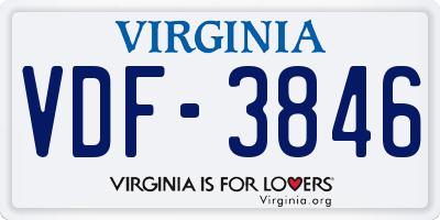 VA license plate VDF3846