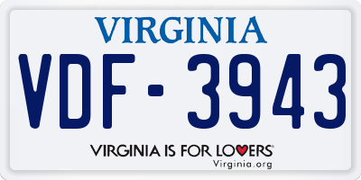 VA license plate VDF3943