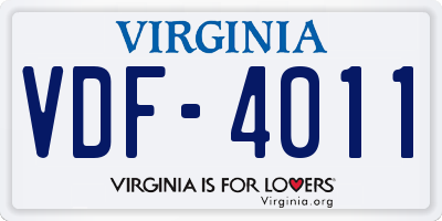 VA license plate VDF4011